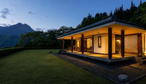 由布岳を望む芝庭と温泉の一棟貸しヴィラ Lento湯布院 in Yufu